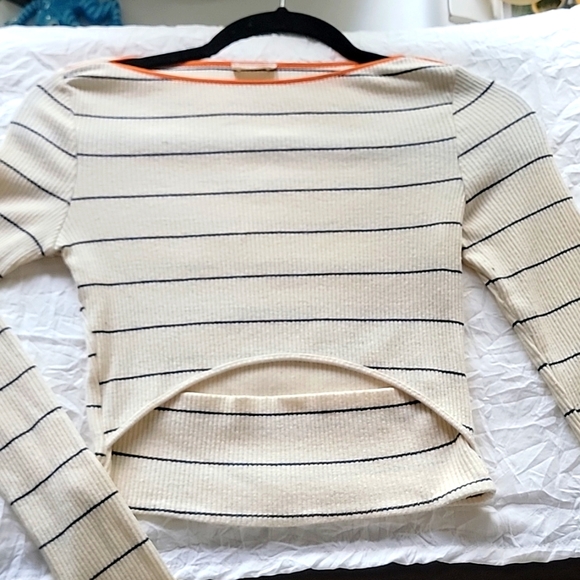 Zara W&B long sleeve strip top - Picture 1 of 4